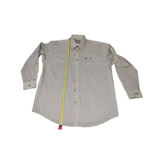 Wrangler Mens Shirt XXL/TTG Long Sleeve Button Down Tan Multi Color Cowboy - Picture 3 of 5